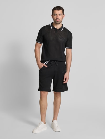 BOSS Green Poloshirt mit gerippten Abschlüssen Black 1