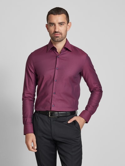 BOSS Slim Fit Business-Hemd mit Kentkragen Modell 'Hank' Aubergine 4