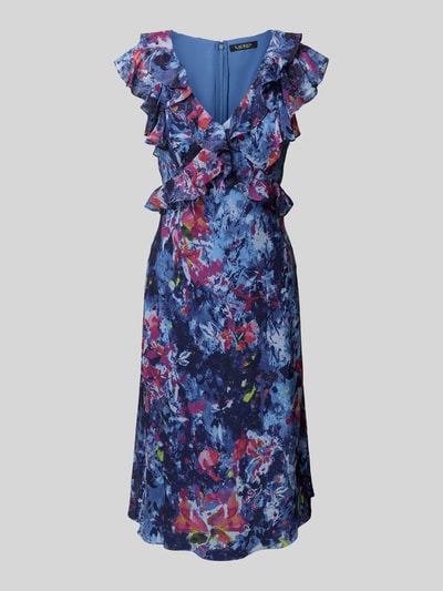 Lauren Ralph Lauren Knielanges Kleid mit Rüschenbesatz Modell 'Taralee' Bleu Melange 2