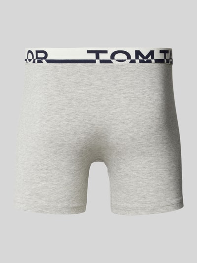 Tom Tailor Obcisłe bokserki o kroju slim fit z napisem z logo w pasie Jasnoszary melanż 3