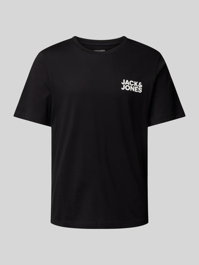 Jack & Jones T-shirt met labelprint, model 'ECORP' Zwart - 1