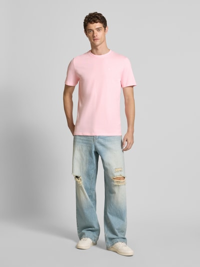 Calvin Klein Jeans T-shirt met geribde ronde hals Roze - 1