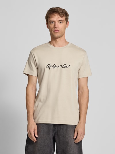 G-Star Raw T-shirt met labelprint en ronde hals Beige - 4