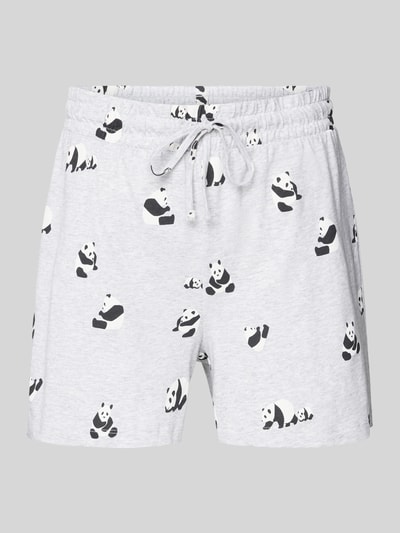 Jake*s Casual Korte pyjamabroek met all-over motiefprint Lichtgrijs gemêleerd - 1