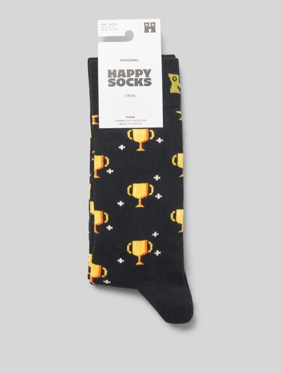 Happy Socks Sokken met motiefstitching, model 'YOU WIN' Zwart - 3