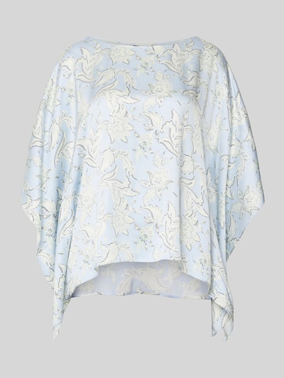 Produktfoto, Loose Fit Poncho-Bluse mit Allover-Muster von s.Oliver BLACK LABEL, jasnoniebieska, kremowy wzór na całej powierzchni, materiał: czysta wiskoza, wykończenie: tkanina