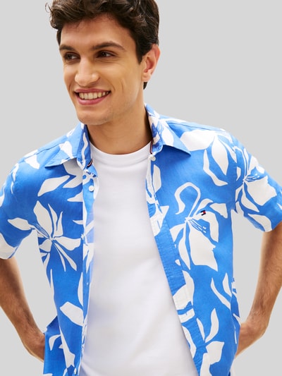 Tommy Hilfiger Regular Fit Kurzarmhemd aus Leinen-Mix Hellblau 3
