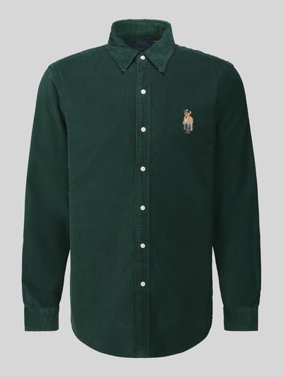 Produktfoto, dunkelgrünes Custom Fit Freizeithemd aus reiner Baumwolle mit POLO BEAR Stitching von Polo Ralph Lauren, Herren Freizeithemd