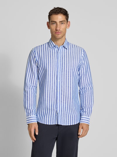Jake*s Slim Fit Business-Hemd aus Leinen-Mix mit Kentkragen Royal 4