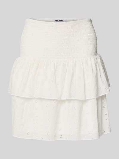 Review Minirock mit Smok-Details Weiss 2