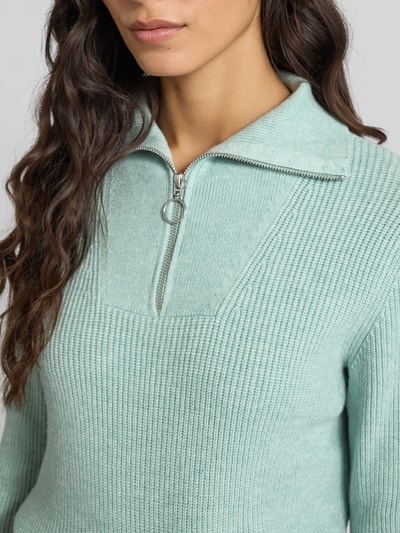 Christian Berg Woman Strickpullover mit Troyer-Kragen Helltuerkis Melange 3