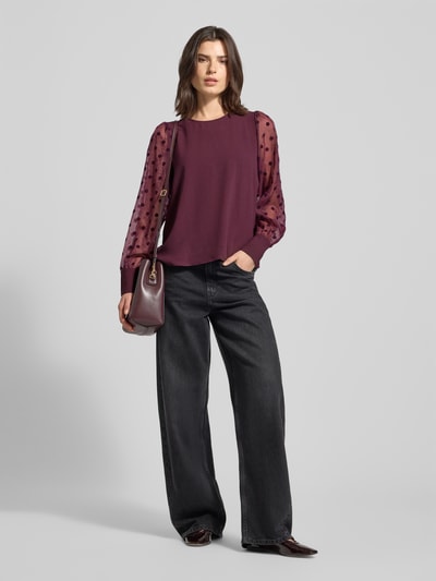 Vero Moda Bluzka o kroju regular fit z bufiastymi rękawami model ‘MALVA’ Bordowy 1
