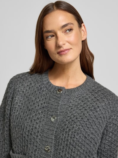 Copenhagen Muse Kurtka z dzianiny z listwą guzikową model ‘COLETTE’ Ciemnoszary melanż 3