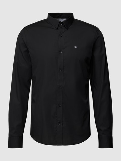 CK Calvin Klein Slim fit zakelijk overhemd met kentkraag, model 'POPLIN' Zwart - 2