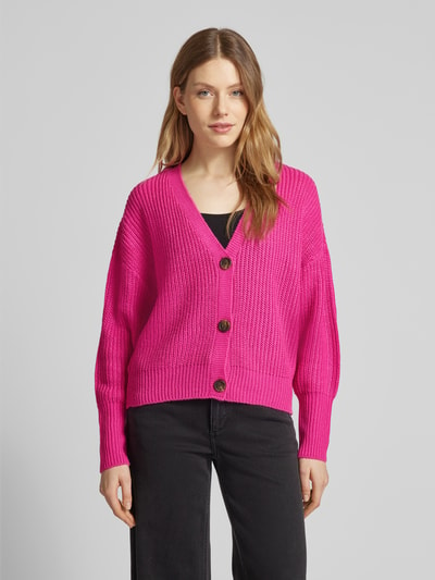 Vero Moda Regular Fit Strickjacke mit Ballonärmeln Modell 'LEA' Pink 4