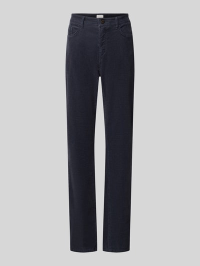 Produktfoto, dunkelblaue Schmale Hose aus Baumwoll-Lyocell-Mix Modell 'CAROLA' von Brax, glatte Oberfläche, Damen Schmale Hose von Brax.