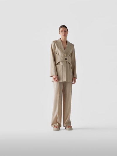 Nina Ricci Bundfaltenhose mit Nadelstreifen Beige 1