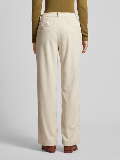 Vero Moda Straight fit corduroy broek met schuifhaakje en ritssluiting, model 'NORA' Beige - 5