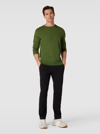 Tom Tailor Gebreide pullover met labelstitching, model 'BASIC' Grasgroen - 1