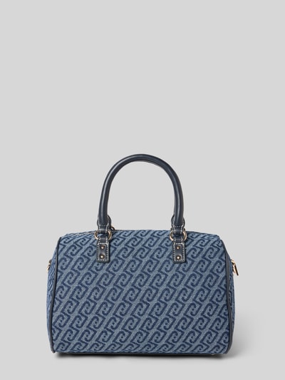 Produktfoto, Satchel in Denim-Optik Modell 'Evrim' von Liu Jo White aus Baumwoll-Mix mit Logo-Detail, Hauptfach mit Reißverschluss, abnehmbarer Schulterriemen, Maße 27x17x16 cm, Schulterriemen 120 cm.