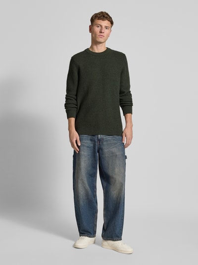 Marc O'Polo Denim Regular Fit Strickpullover aus Baumwoll-Mix Dunkelgruen 1