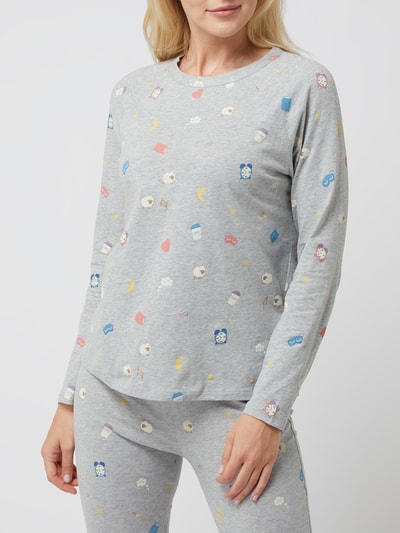 Jake*s Casual Pyjamabovendeel met all-over print  Zilver gemêleerd - 4