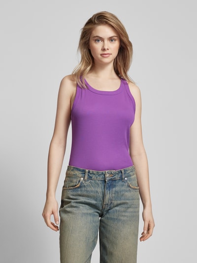 Marc O'Polo Denim Tanktop met labeldetail Paars - 4