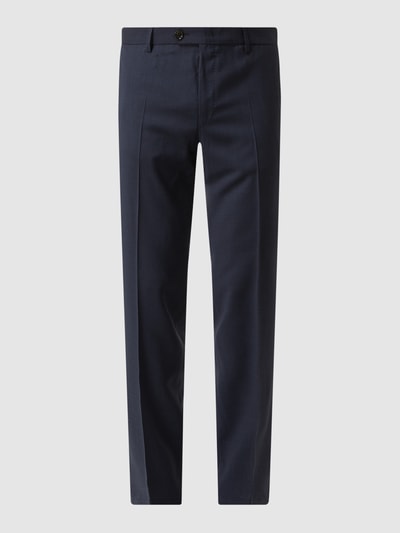 Windsor Shaped fit pantalon van scheerwol, model 'Peso' Marineblauw - 2