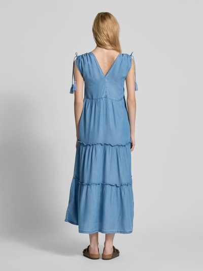 Pepe Jeans Midi-jurk met V-hals, model 'EFFIE' Blauw - 5