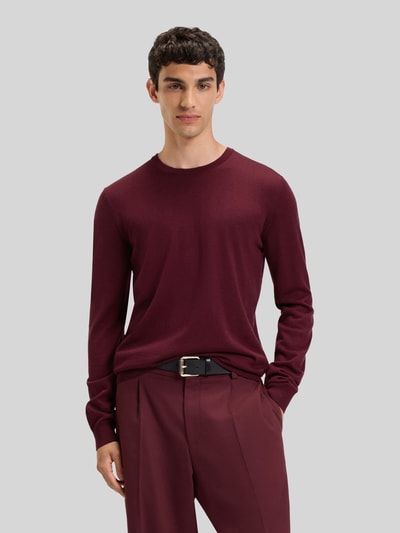 HUGO Regular fit gebreide pullover van merinowol, model 'SAN CEDRIC' Bordeaux - 4