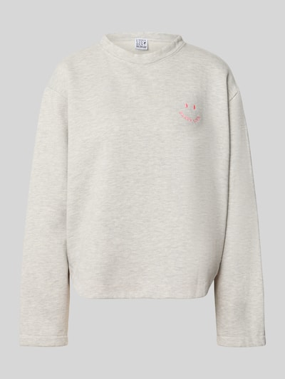 Produktfoto, Relaxed Fit Sweatshirt aus Baumwoll-Mix von Emily Van den Bergh in Hellgrau mit Rundhalsausschnitt und Statement-Stitching