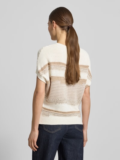 monari Gebreid shirt met kapmouwen en ronde hals Ecru - 5