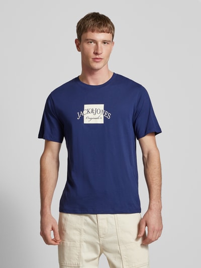 Jack & Jones T-shirt z nadrukiem z logo model ‘BOSTON’ Ciemnoniebieski 4