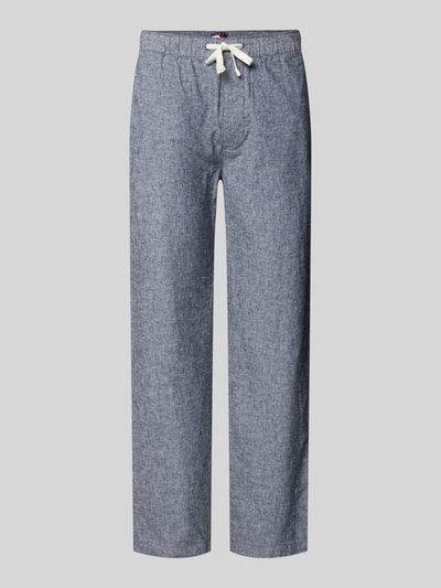 Tommy Jeans Regular Fit Weite Hose aus Leinen-Baumwoll-Mix Marine 2