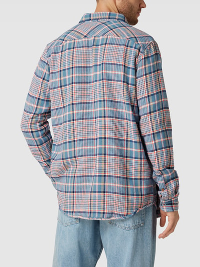 Scotch & Soda Regular fit flanellen overhemd met kentkraag, model 'checked brush' Blauw - 5