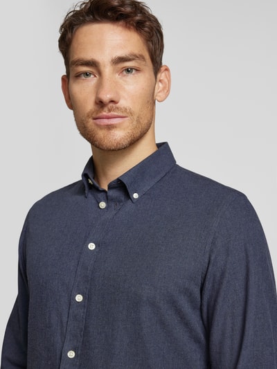 Casual Friday Regular Fit Freizeithemd mit Button-Down-Kragen Modell 'ANTON' Marine Melange 3