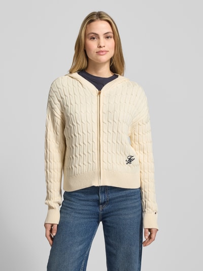 Tommy Hilfiger Comfort fit gebreid jack van puur katoen, model 'CALICO' Wit - 4