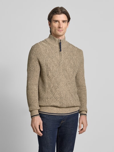 Lerros Sweter z dzianiny z kołnierzem Beżowy 4