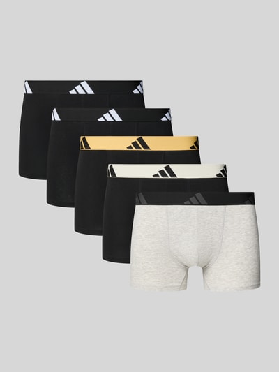 Produktfoto, Trunks aus Baumwoll-Mix im 5er-Pack von adidas Sportswear, Optik: Unifarben, Logo-Print, Bundabschluss: elastisch, Materialverarbeitung: Jersey-Stretch, verschiedene Farben, glatte Textur