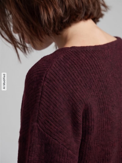 PIECES Regular Fit Pullover in Wickel-Optik Modell 'AVA' Bordeaux 3