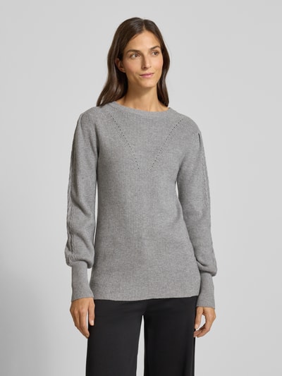 Soyaconcept Strickpullover mit gerippten Abschlüssen Modell 'KANITA' Mittelgrau Melange 4