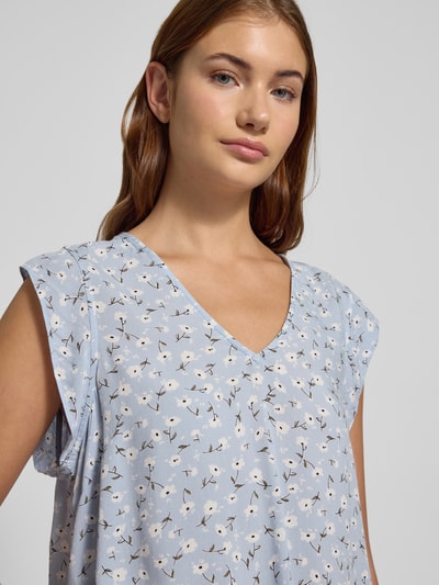 Pieces  Top bluzkowy o kroju regular fit z krótkim rękawem model ‘NYA’ Jasnoniebieski 3