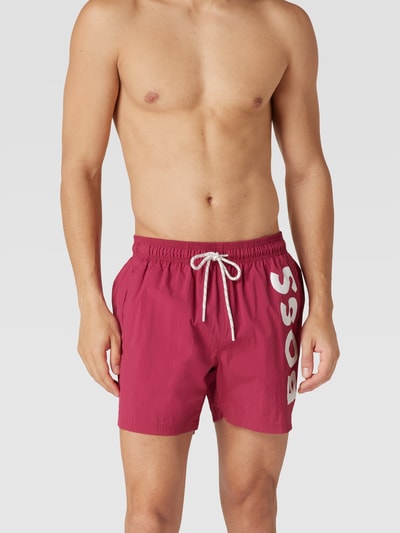 BOSS Badehose mit Label-Print Modell 'Octopus' Pink 1