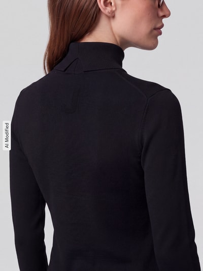 Jake*s Casual Slim Fit Rollkragenpullover aus Viskose-Mix Black 3