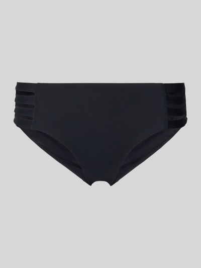 Produktfoto, Bikini-Slip mit Cut Outs von Seafolly, schwarzer Material-Mix mit Stretch-Anteil, körpernaher Schnitt, Cut Outs seitlich.