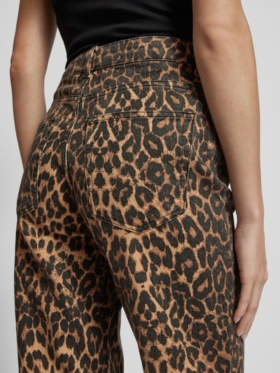 Neo Noir Jeansy o kroju regular fit ze zwierzęcym nadrukiem model ‘Simona Leopard’ Beżowy 3