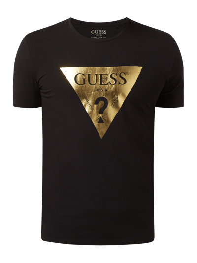 Guess T-shirt o kroju super slim fit z logo  Czarny 2