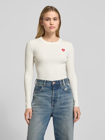 HUGO Slim Fit Strickshirt aus Viskose-Mix Modell 'SHARPA' Offwhite 4