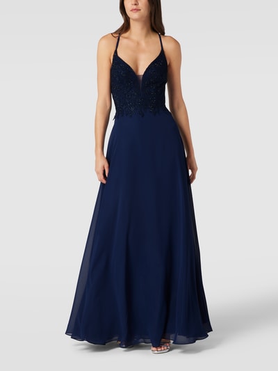 Luxuar Abendkleid mit Zierbesatz Dunkelblau 1