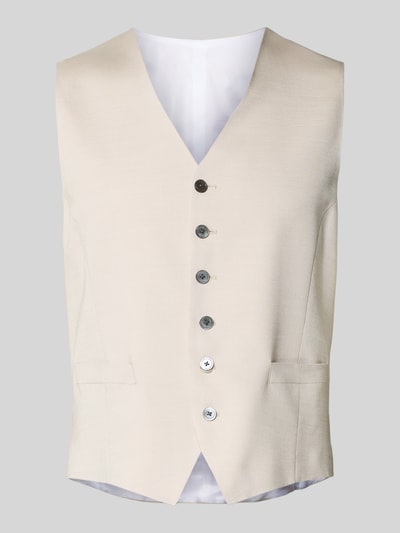 Produktfoto, Regular Fit Weste aus Viskose-Mix mit V-Ausschnitt von JOOP! Collection, elastisch, met knoopsluiting en steekzakken, beige, herenmode.